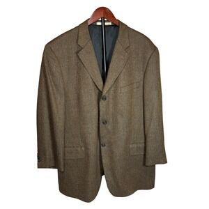 Joseph Abboud Men's Brown Herringbone Wool Silk Blend Blazer Sport Coat Size 44S